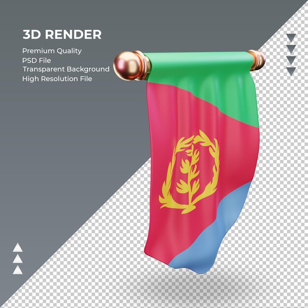 PSD 3d рендеринг флага эритреи вымпел слева