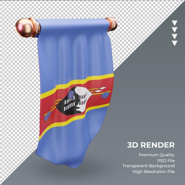 3d Pennant Eswatini flag rendering right view