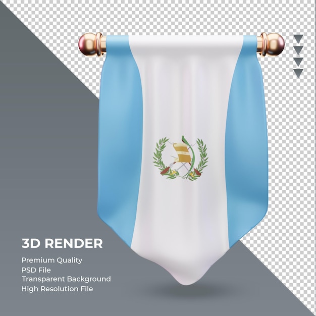 3d pennant bandiera guatemala rendering vista frontale