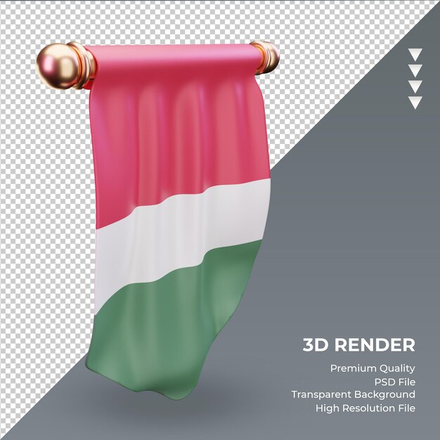 3d pennant ungheria bandiera rendering vista a destra