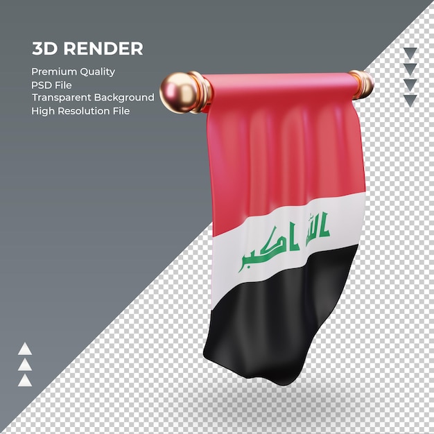 3d pennant iraq bandiera rendering vista a sinistra