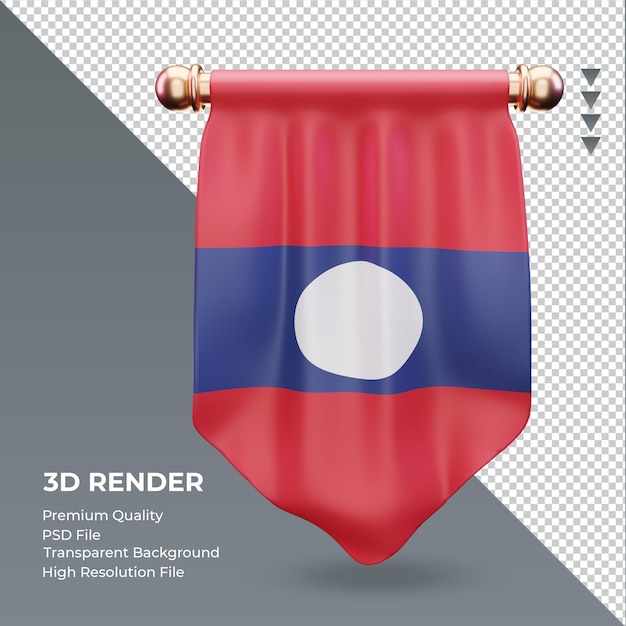 PSD 正面図をレンダリングする3dペナントラオスの旗