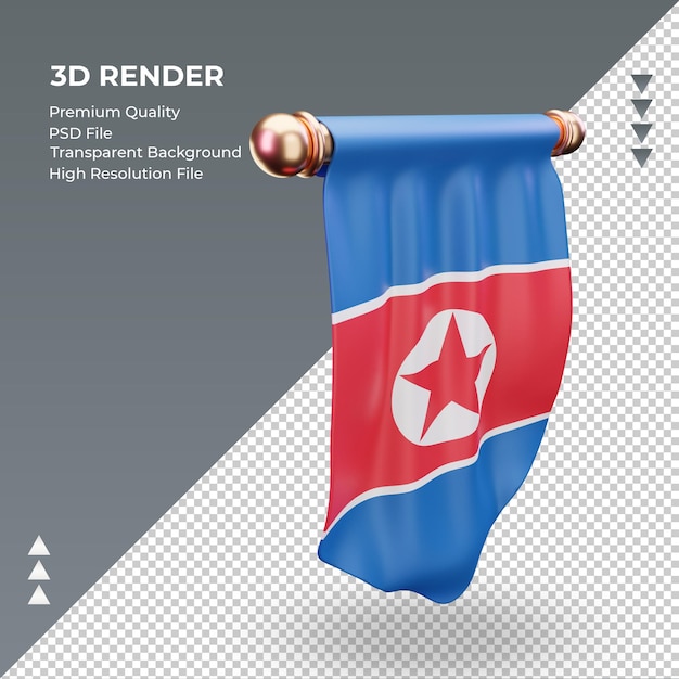 3dペナント北朝鮮旗レンダリング左側面図