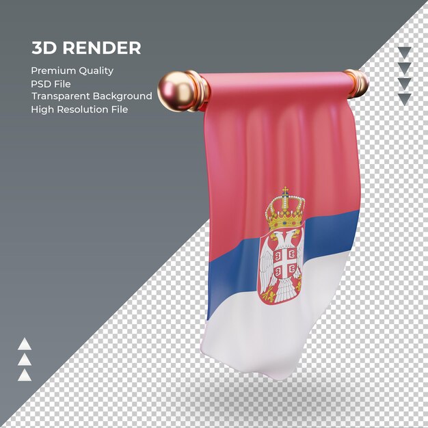 PSD 3d pennant serbia bandiera rendering vista a sinistra