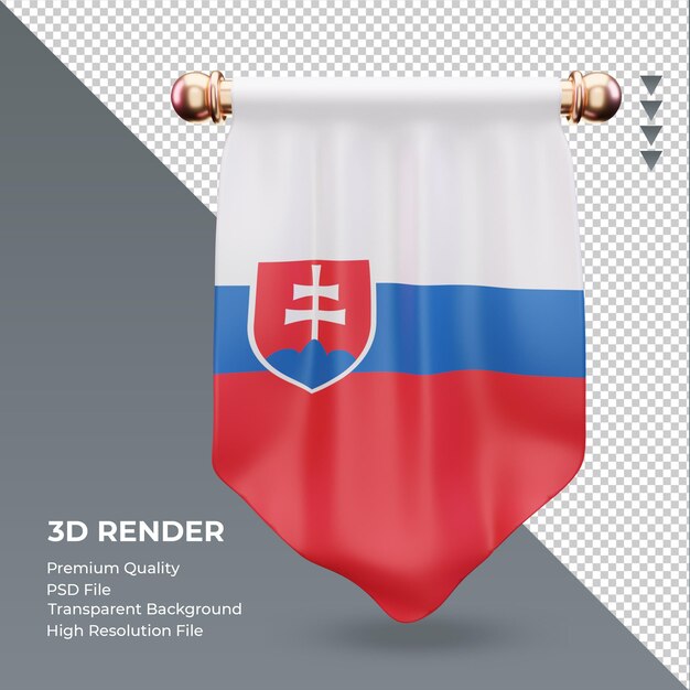 PSD 3d pennant slovakia flag rendering front view