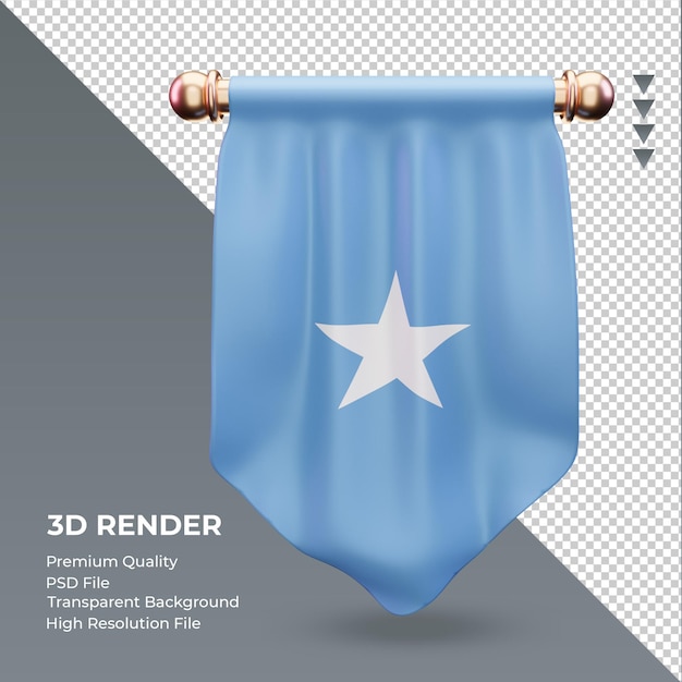 3d pennant bandiera della somalia rendering vista frontale