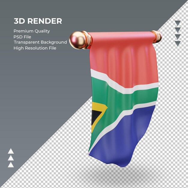 3d pennant bandiera del sud africa rendering vista a sinistra