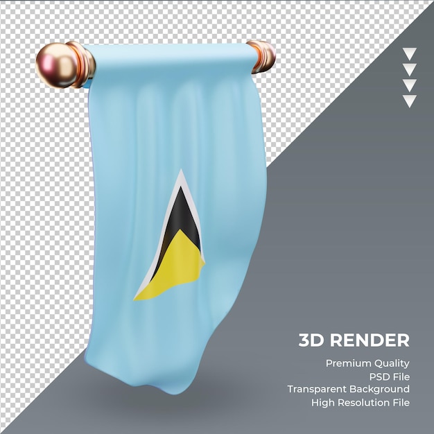 3d Pennant St Lucia flag rendering right view
