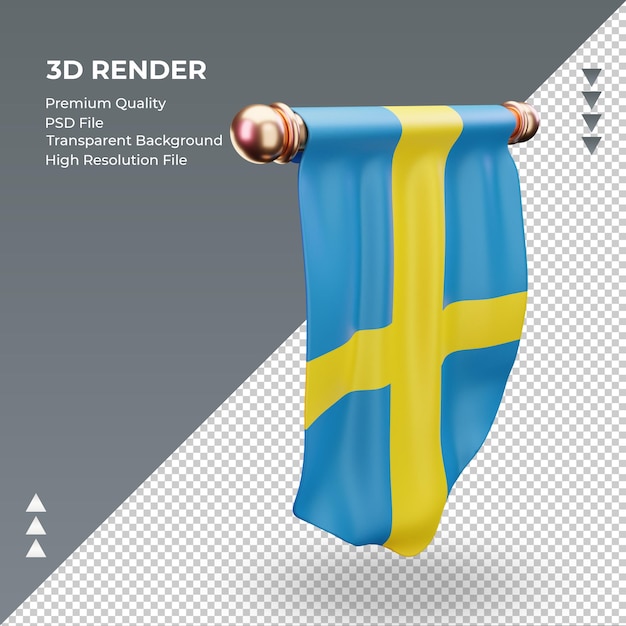 3d pennant sweden flag rendering left view