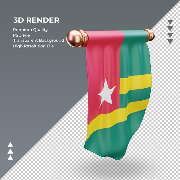 3d pennant togo flag rendering vista a sinistra