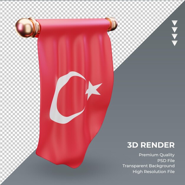 3d pennant turkey flag rendering right view