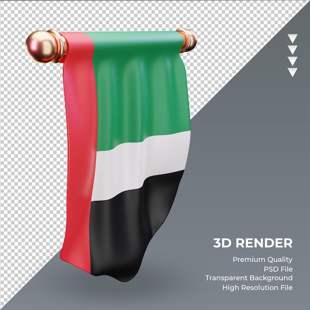 3d pennant united arab emirates flag rendering right view