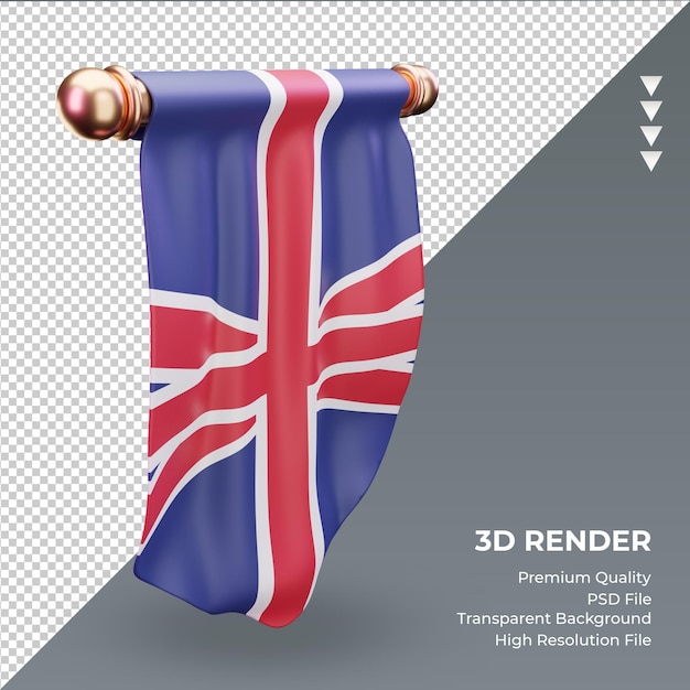 3d pennant bandiera del regno unito rendering vista a destra