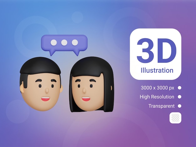 PSD 3d people communication icon