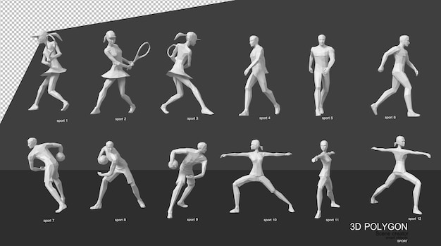 PSD 3d people exercising in different poses