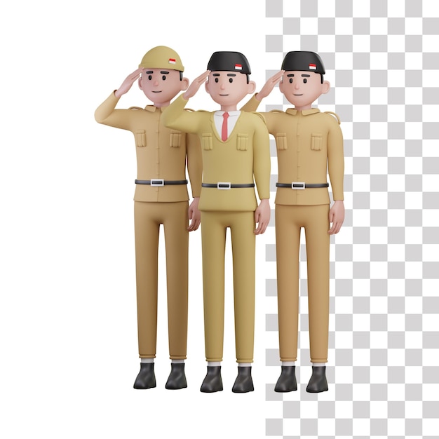 3d people paying homage illustration