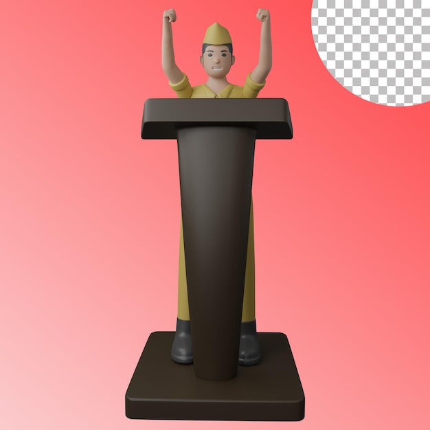 3d people on the podium holding hands up