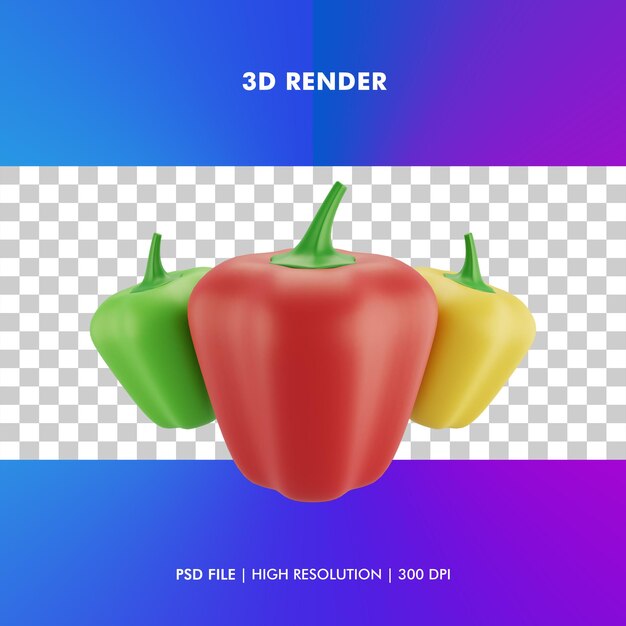 3d peppers illustration isolated