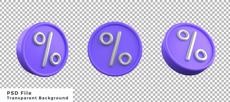 PSD 3d percent icon circle with vurious angle bundle pack isolated object