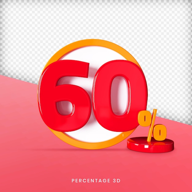 3D Percentage 60 Glossy Premium PSD
