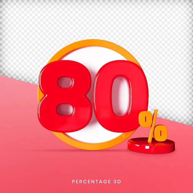 3D Percentage 80 Glanzend Premium PSD