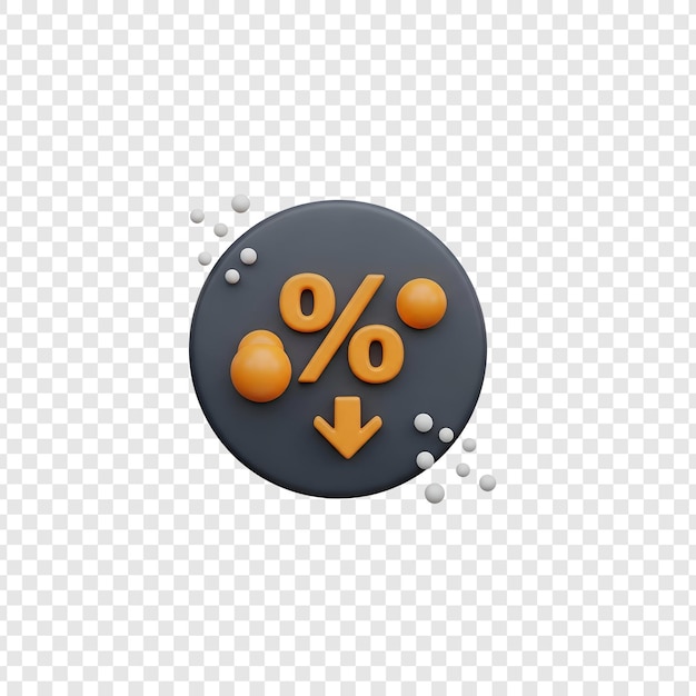 3D Percentage Decrease Icon
