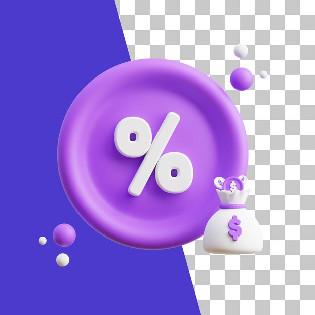 3d percentage icon