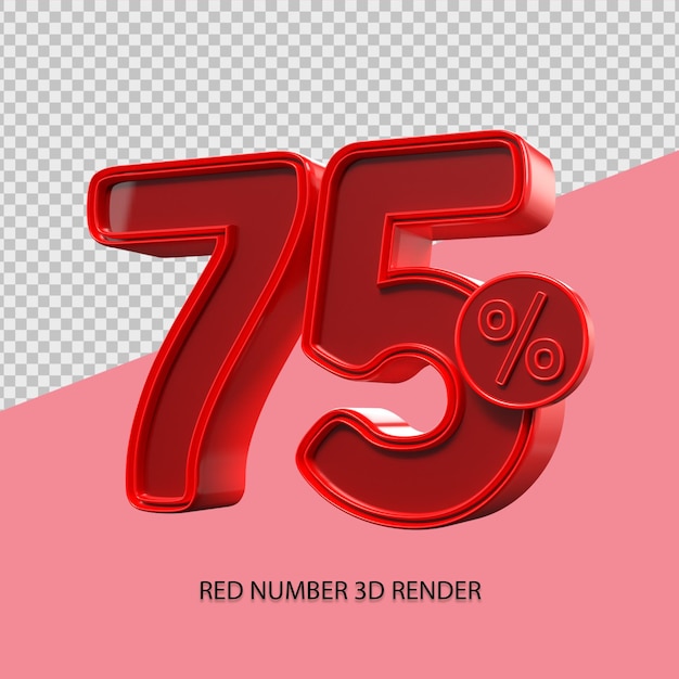 ブラックフライデーセール要素、割引要素の3dパーセンテージ番号75赤色