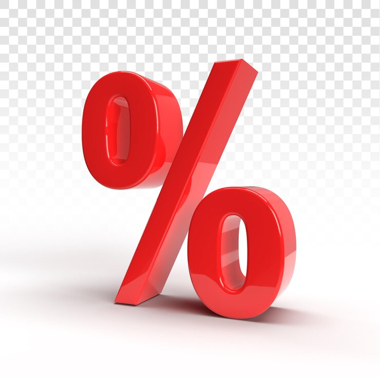 PSD 3d percentage symbol red render