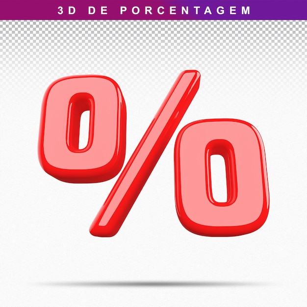 3d percentage symbol red render