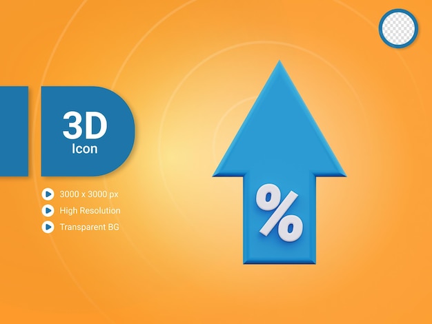 PSD 3d percentage verhogen pictogram