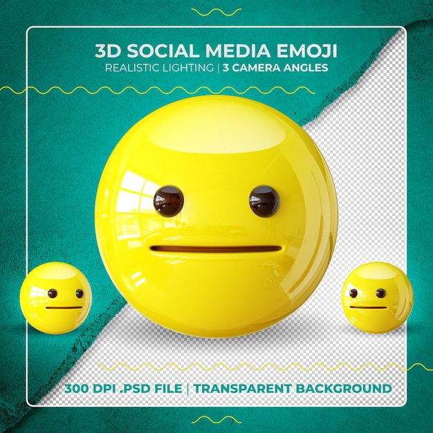 3d perplexed emoji isolated