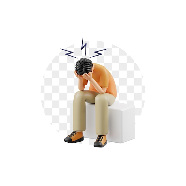 3D-personage Geestelijke gezondheid Man in nood