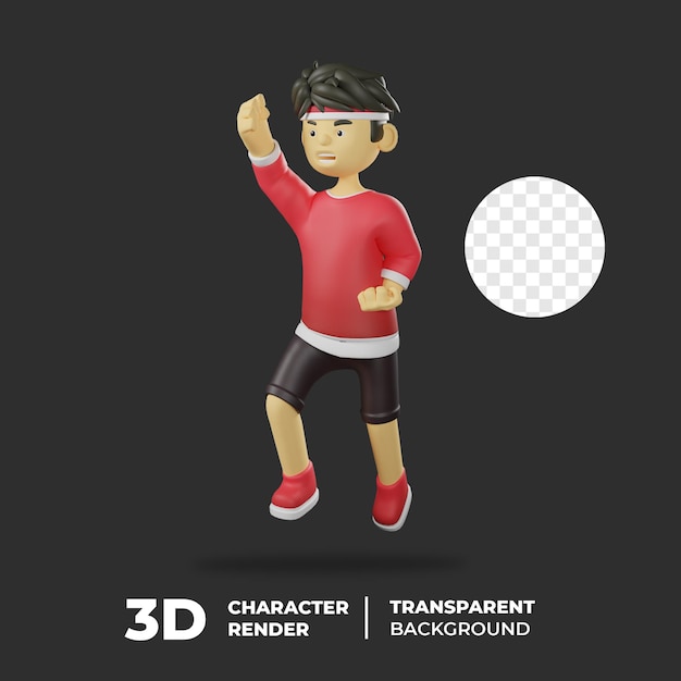 3d-personage indonesisch springen