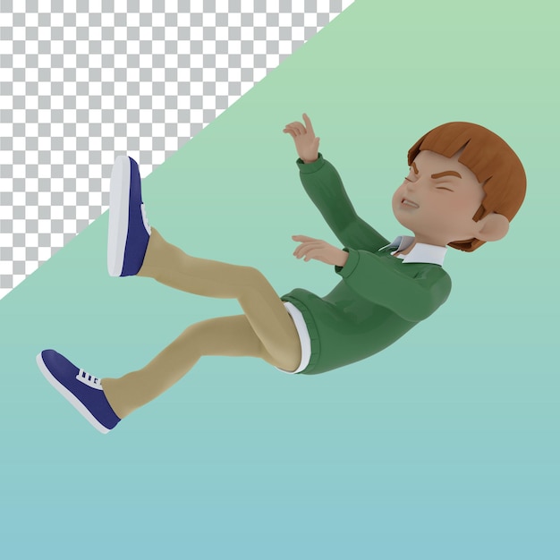 3D-personage kind jongen in verschillende poses ontwerp illustratie 3D-rendering personage
