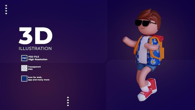 3D-personage reizen wanneer zomervakantie