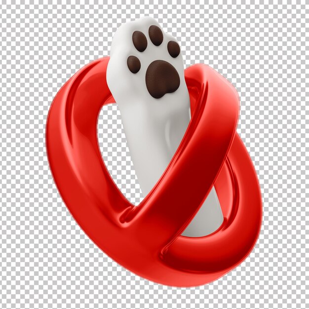 3D Pet Prohibited Sign Icon with Transparent Background