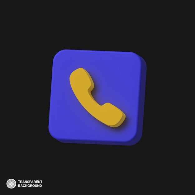 3D Phone Icon on Blue Background