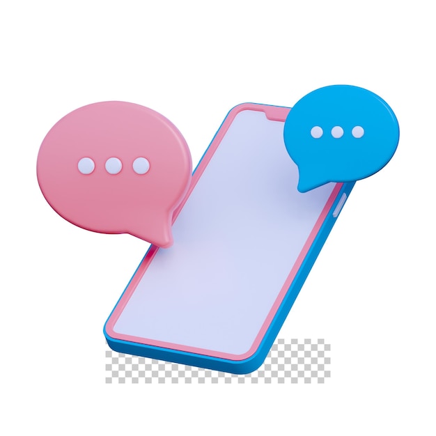 PSD icona della bolla di chat mockup telefono 3d isolata