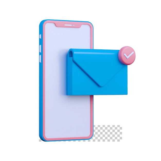 Icona di notifica e-mail mockup telefono 3d isolata