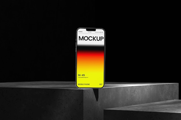 3D Phone Mockup with Concrete Background