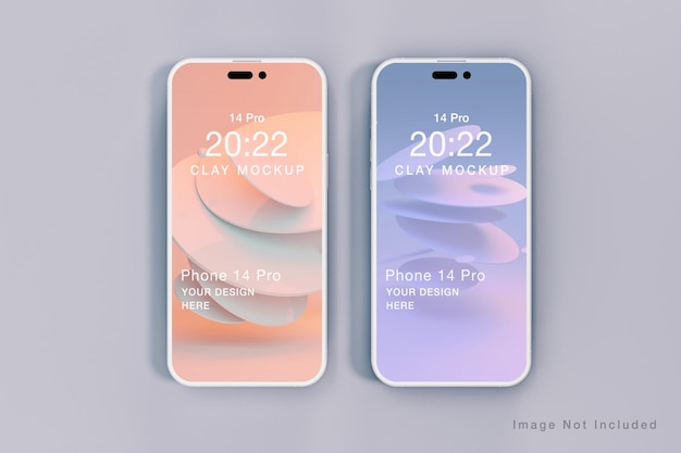 PSD 3d phone screen clay mockup