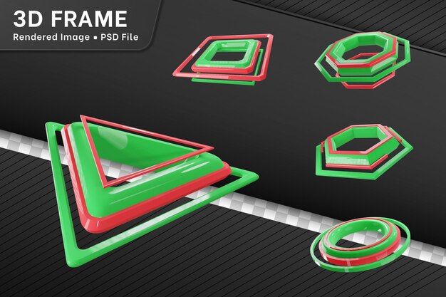 3d photo frame icon pack green and red