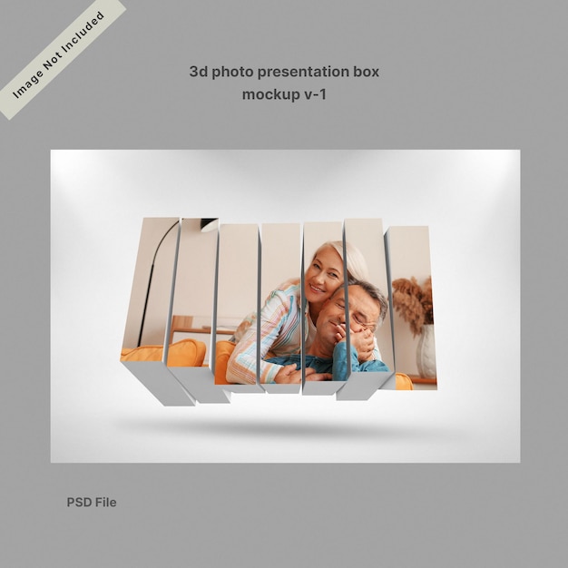 PSD 3d photo presentation box mockup v1