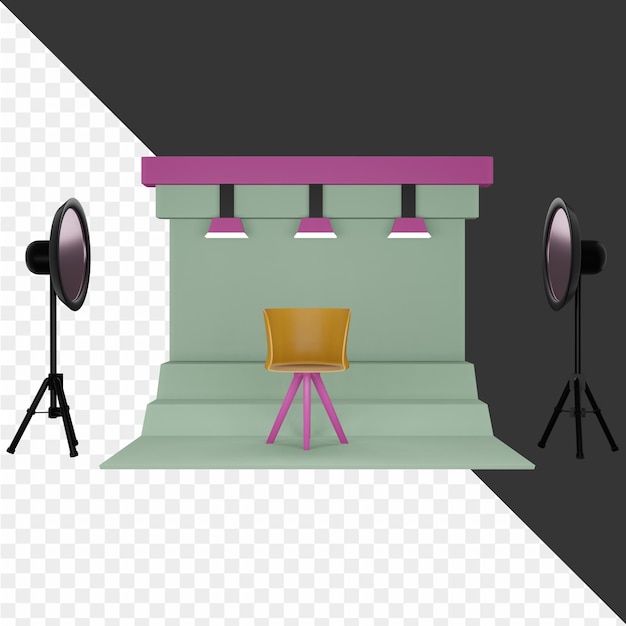 PSD iconica dello studio fotografico 3d