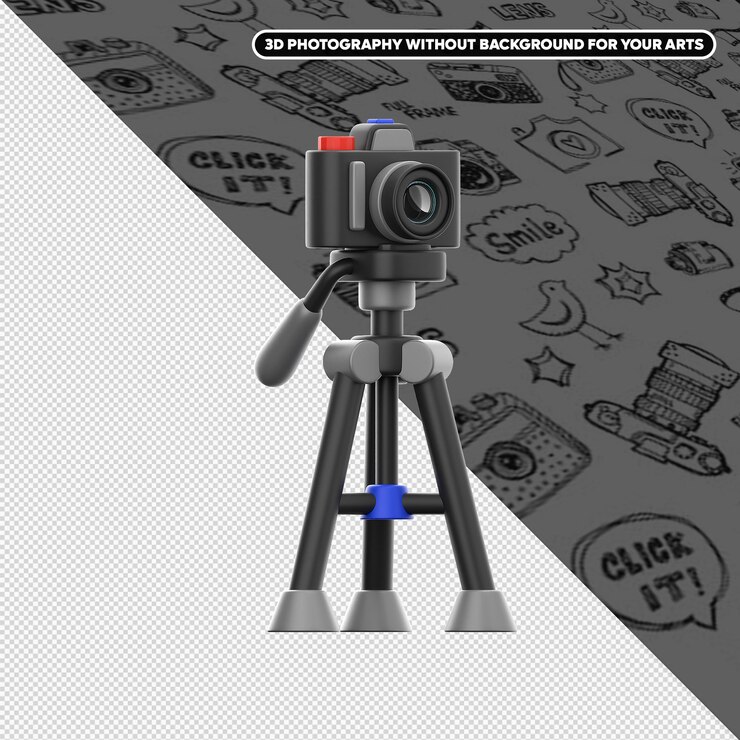 PSD 3d photography render of a camera on a tripod - digital art
