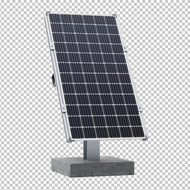 PSD 3d photovoltaic solar panel cell without blue reflection on suspended steel and concrete base trans