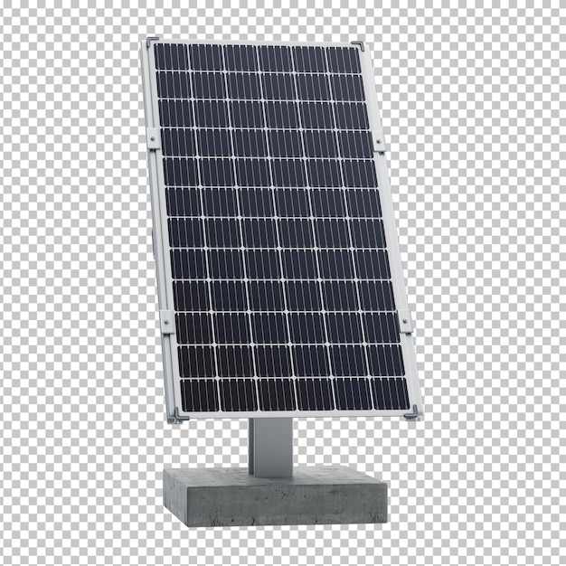 3D Photovoltaic Solar Panel Cell without Blue Reflection on Suspended Steel and Concrete Base Trans