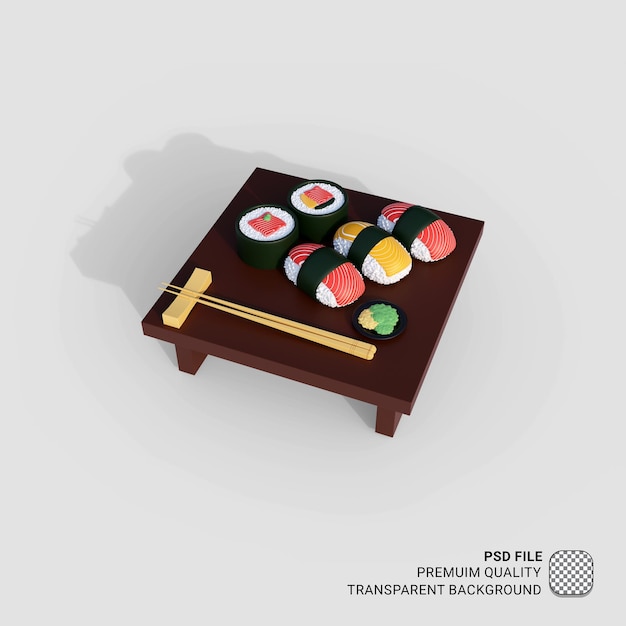 3d pictogram azië voedsel sushi illustratie