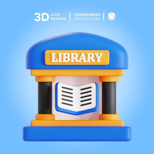 3d pictogram bibliotheek illustratie